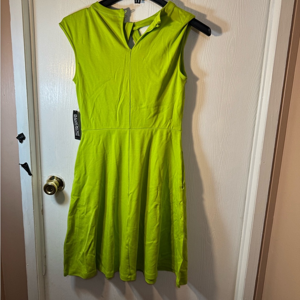 New York & Company Sleeveless Fit & Flare Dress Lime Green NWT